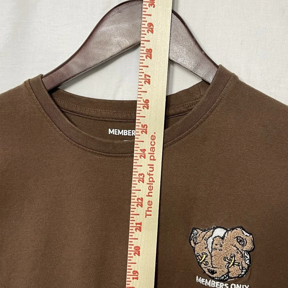 Members Only Teddy Bear Graphic T Shirt‎ Mens Large Brown Streetwear Y2K Cotton